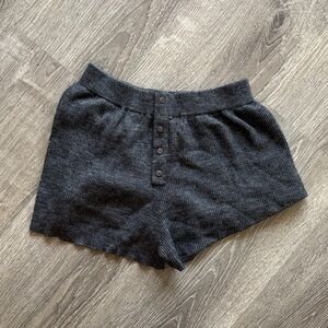 Zara Charcoal Knit Button-Front Lounge Shorts